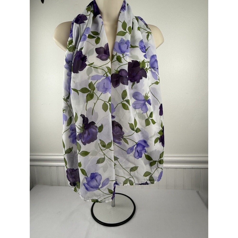 Anne Cole Collection Scarf Purple Ladies Floral 56” X 25”